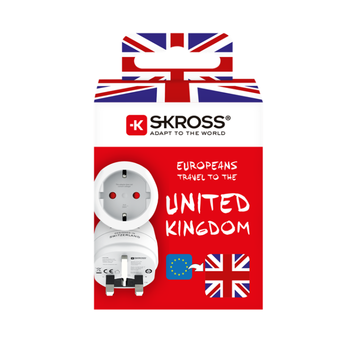 SKROSS - SKross El-Adapter Storbritannien mfl - Vit