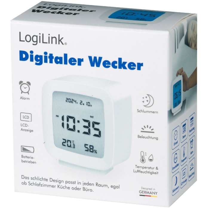 LogiLink - LogiLink Digital Väckarklocka med datum, temp, luftfuktighet