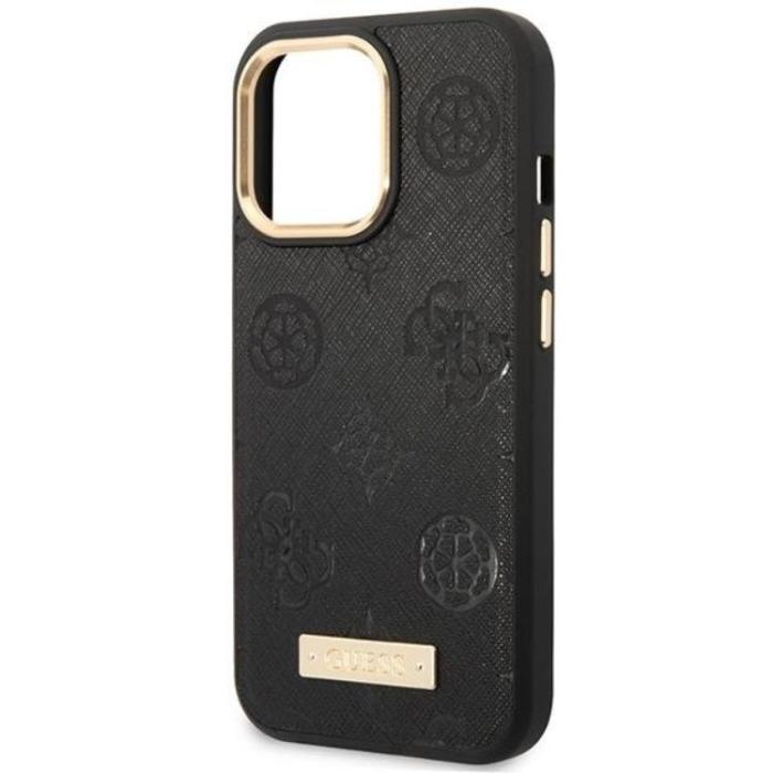 Guess - Guess iPhone 14 Pro Mobilskal Magsafe Peony Logo Plate - Svart