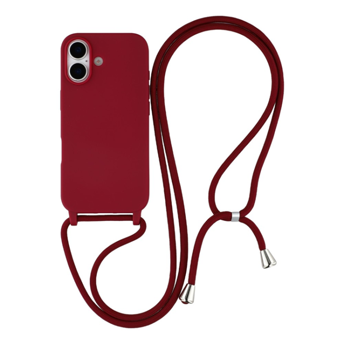 A-One Brand - iPhone 17 Mobilskal TPU Shockproof med Lanyard - Mörkröd