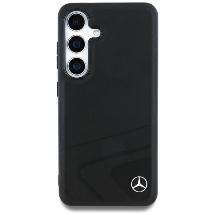 Mercedes - Mercedes Galaxy S25 Mobilskal MagSafe Läder Horizontal Debossed Curves