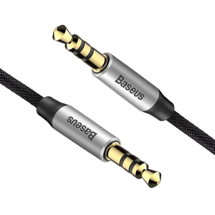 BASEUS - Baseus Stereo AUX Audio 3.5 mm Male Mini Jack 1m Silver/Svart