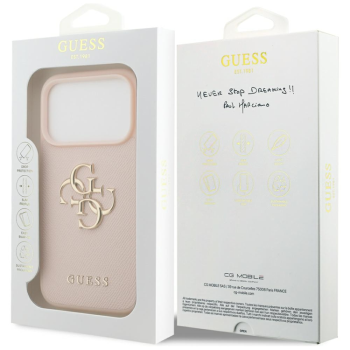 Guess - Guess iPhone 17 Pro Mobilskal Grained Classic Logo - Rosa