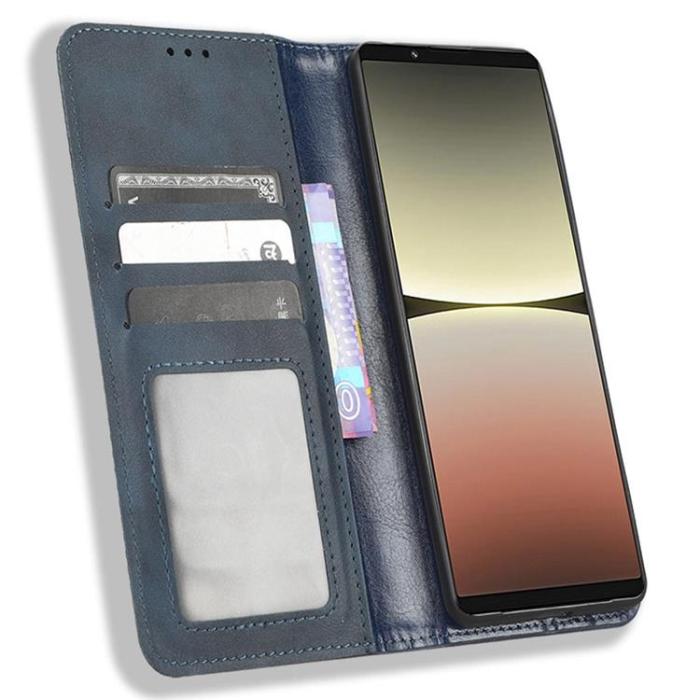 UTGATT1 - Sony Xperia 5 IV Plånboksfodral Vintage Flip - Blå
