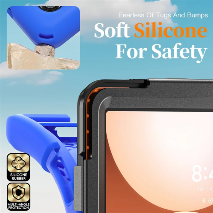 A-One Brand - Galaxy Tab A11 Plus Skal Kickstand Silikon Axelrem - Blå