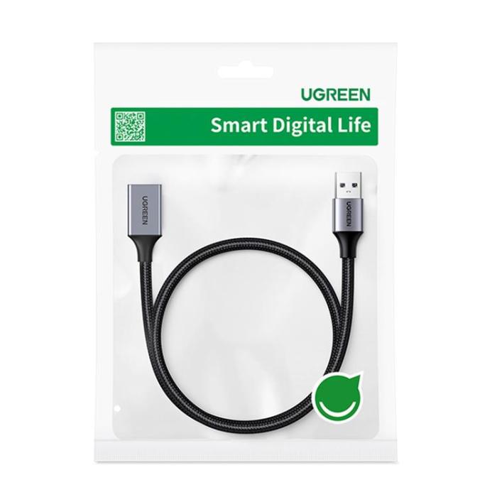 Ugreen - UGreen USB female Till USB male Extensionssladd 2m - Grå