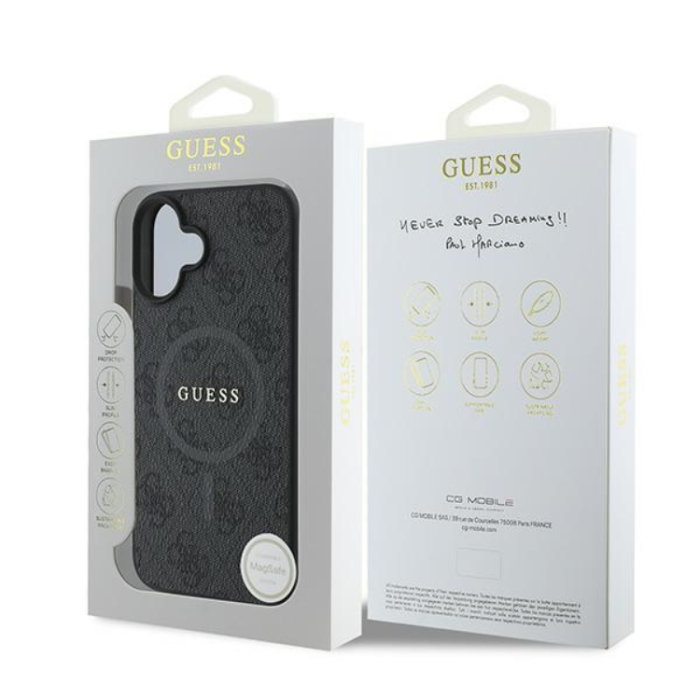 Guess - Guess iPhone 16 Mobilskal Magsafe 4G Ring Classic Logo - Svart