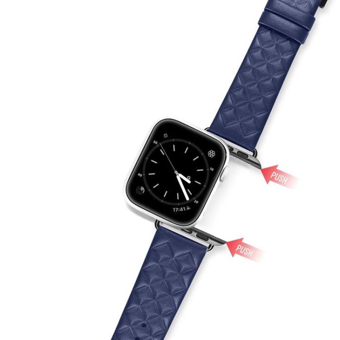 Dux Ducis - Dux Ducis Apple Watch 2/3/4/5/6/7/8/SE (41/40/38 mm) Armband Äkta Läder - Blå