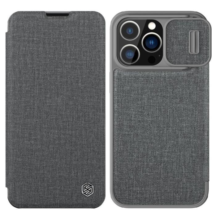 UTGATT1 - Nillkin iPhone 13 Pro Max Plånboksfodral Kameraskydd Holster Flip - Grå