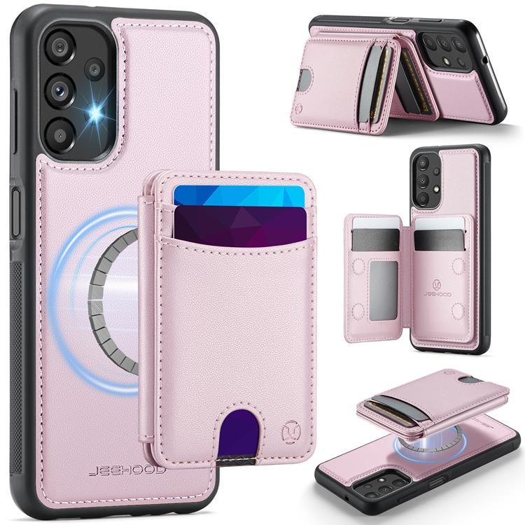 JEEHOOD Samsung Galaxy A13 4G/5G Mobilskal Konstläder med Kortfack - Rosa | 2353 | AlltMobil
