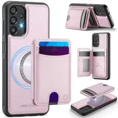 OEM - JEEHOOD Samsung Galaxy A13 4G/5G Mobilskal Konstl&auml;der med Kortfack - Rosa