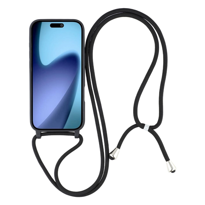 A-One Brand - iPhone 17 Air Mobilskal TPU Shockproof med Lanyard - Svart