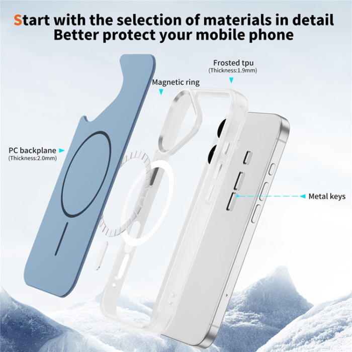 A-One Brand - iPhone 17 Mobilskal MagSafe Skin Touch TPU PC - Blå