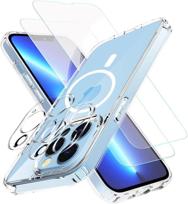 OEM - 5-pack iPhone 13 Pro Max, 1x MagSafe Skal, 2x linsskydd, 2x Härdat Glas