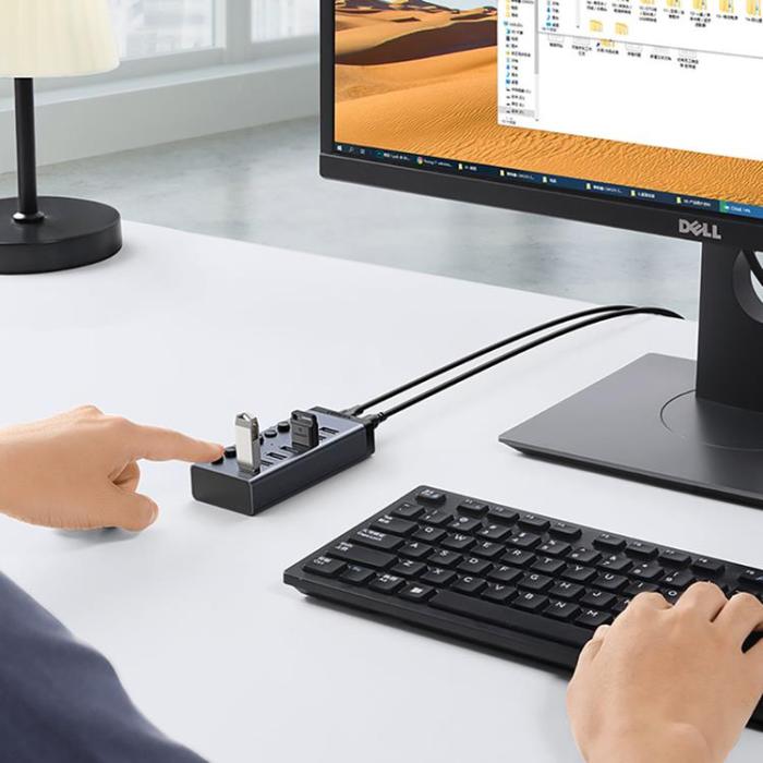 Ugreen - Ugreen Multifunctional HUB 7in1 USB Typ-C PD DC 12V - Grå