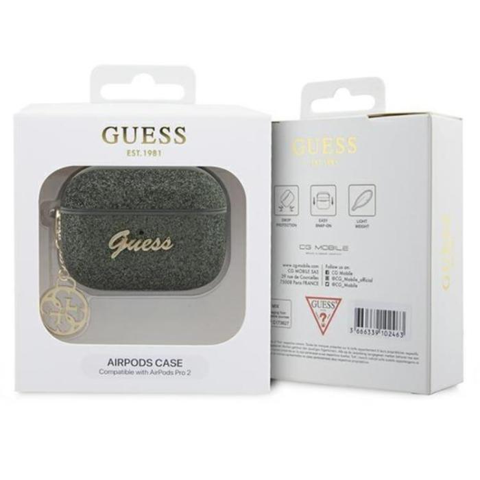 Guess - Guess Airpods Pro 2 Skal Glitter Flake Charm - Grön