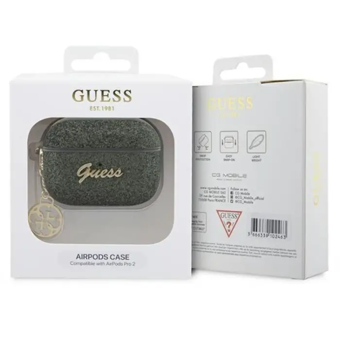 Guess - Guess Airpods Pro 2 Skal Glitter Flake Charm - Grön