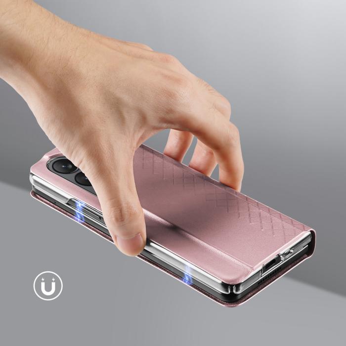 Dux Ducis - Dux Ducis Galaxy Z Fold 5 Plånboksfodral Bril Läder Flip - Rosa