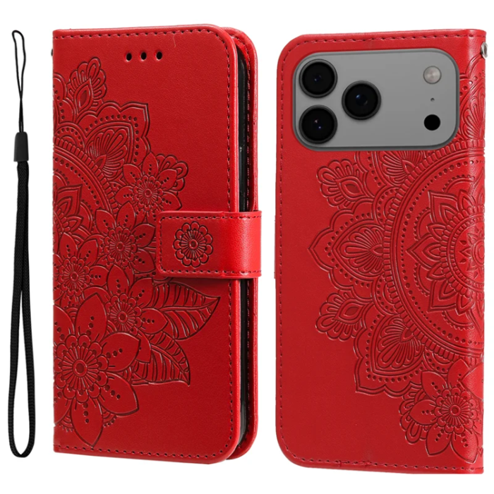 A-One Brand - iPhone 17 Pro Max Plånboksfodral Floral Pattern - Röd