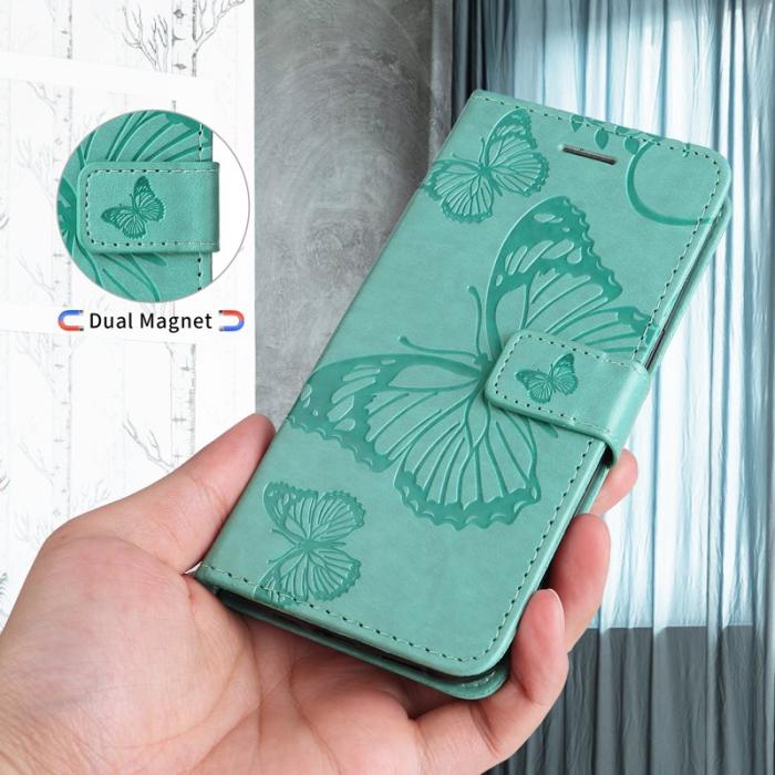 OEM - Samsung Galaxy A57 Plånboksfodral Konstläder Blommor - Grön