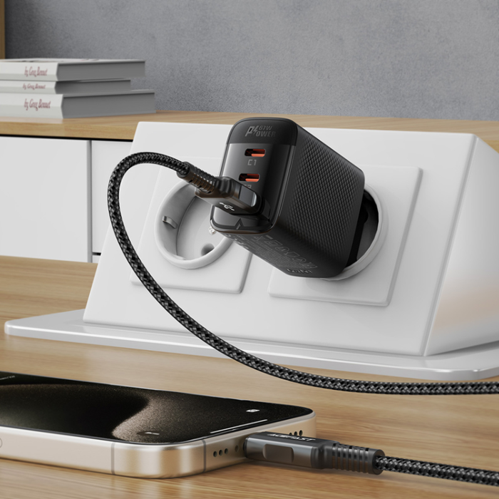 Acefast - Acefast Väggladdare 1x USB-A/2x USB-C 67W A108 - Svart