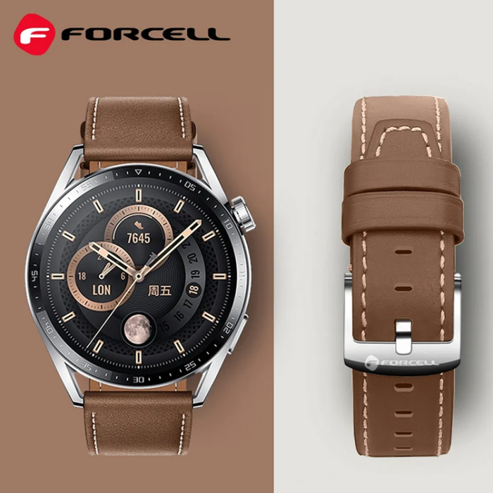 Forcell - Forcell Galaxy Watch 20mm Armband Eco Läder - Brun
