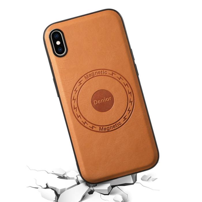 DENIOR - DENIOR Mobilskal till iPhone XS Max PU Läder Belagt PC+TPU Khaki