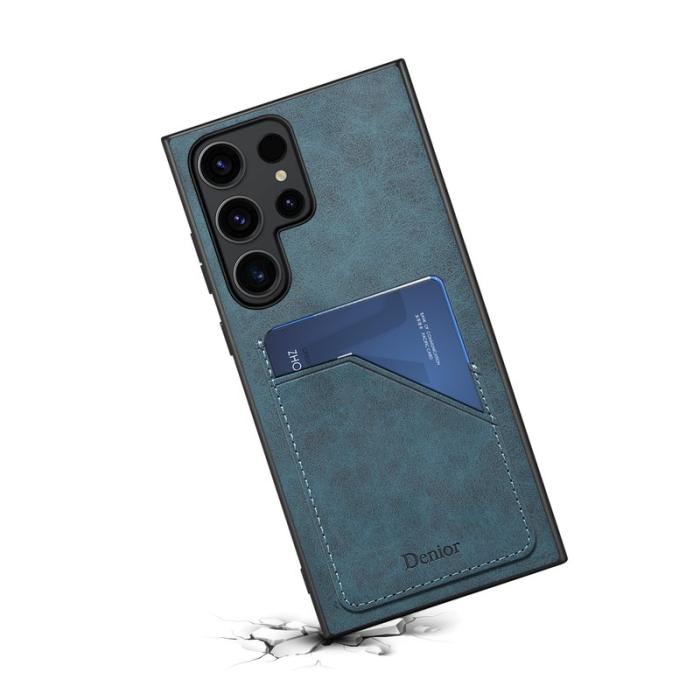 DENIOR - DENIOR Samsung Galaxy S23 Ultra Fodral KonstLäder Blå
