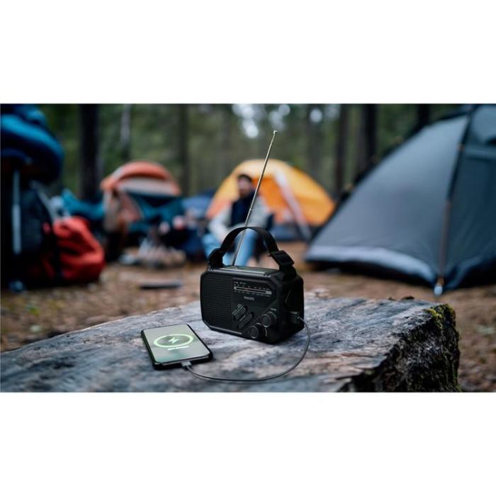 Philips - Philips Radio AM/FM Ficklampa Solcell Handvev - Svart