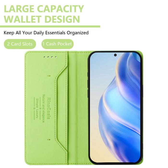 OEM - RINACASIS Samsung Galaxy S26+ Plånboksfodral Konstläder RFID Skydd - Grön