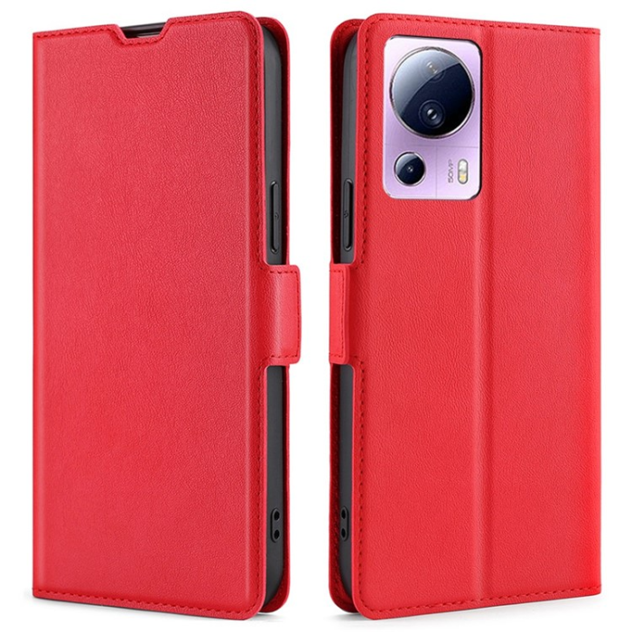 OEM - Xiaomi 13 Lite Plånboksfodral Dual Magnetic Clasp - Röd