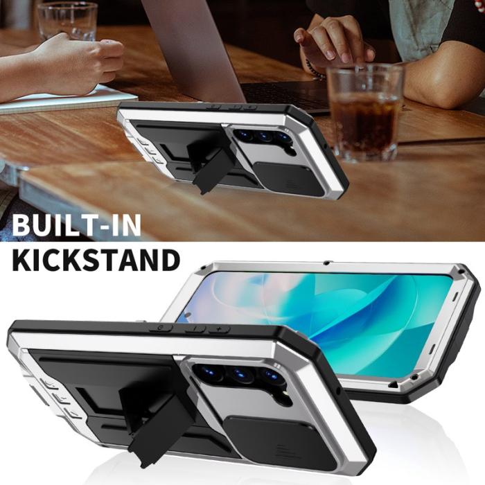 R-JUST - R-JUST Mobilskal till Galaxy S23 PC+Silicone+Metal Silver