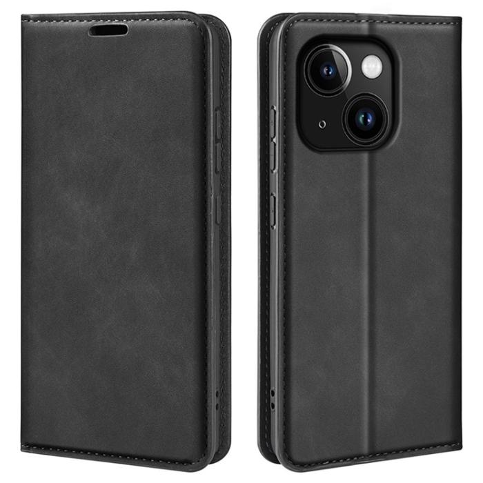 OEM - iPhone 15 Plus Plånboksfodral Flip PU-Läder - Svart