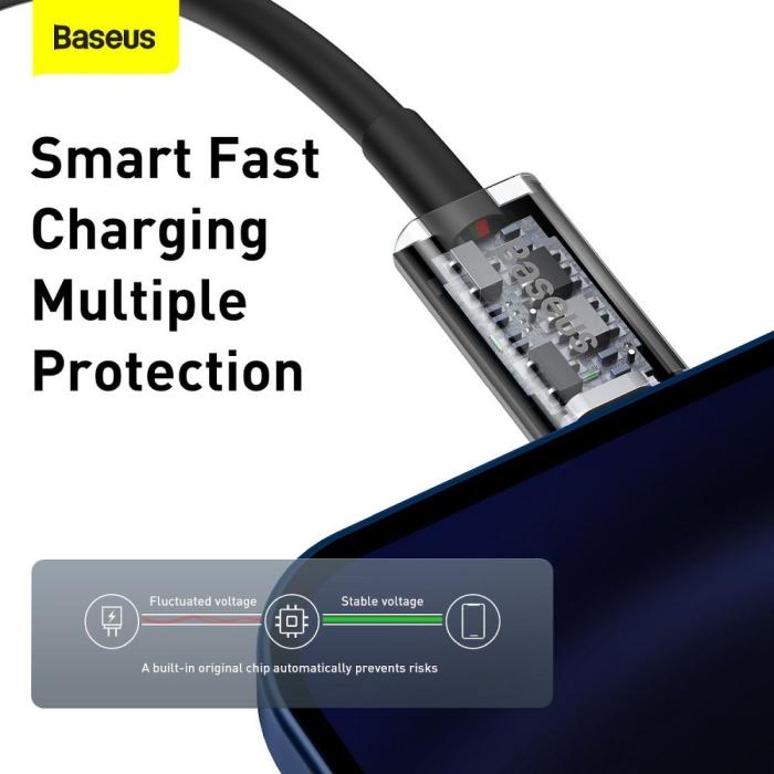 BASEUS - BASEUS kabel USB-C till Lightning PD20W 2m svart