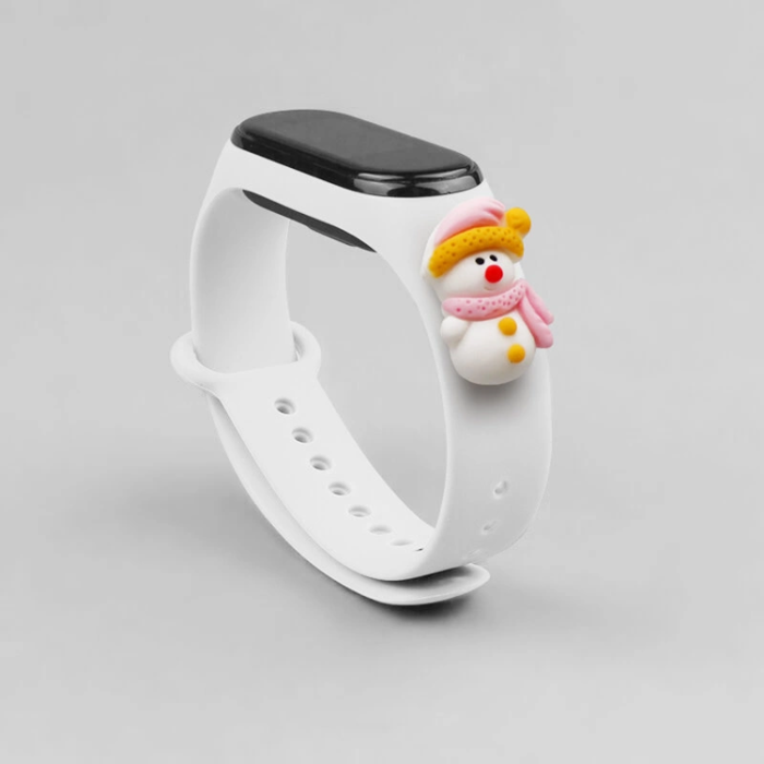 OEM - Xiaomi Mi Band 3/4 Silikon Strap Xmas Snowman 2- Vit