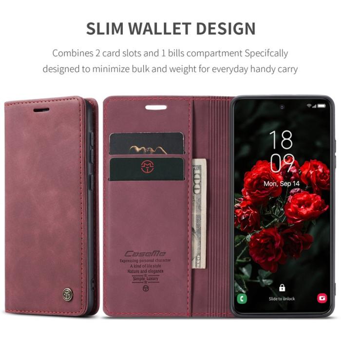 Caseme - CASEME 013 Plånboksfodral till Samsung Galaxy S25 - Röd Konstläder