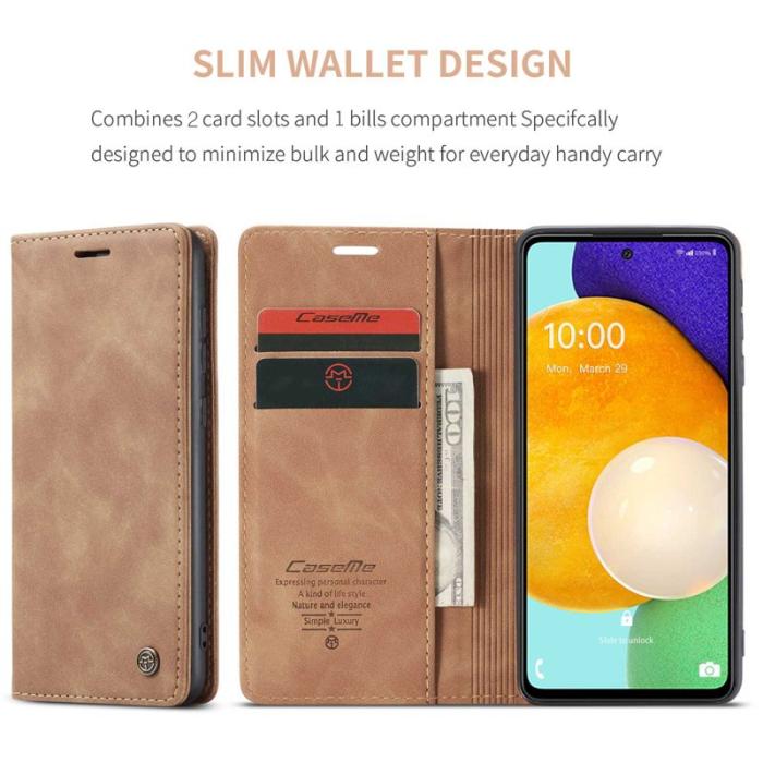Caseme - CASEME 013 Folio Konstläder Plånboksfodral till Samsung Galaxy A53 5G - Brun