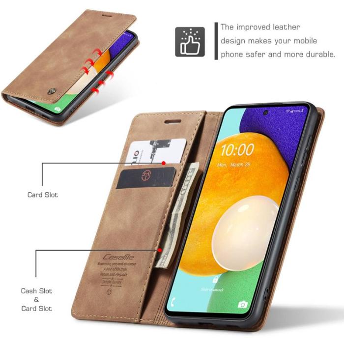 Caseme - CASEME 013 Folio Konstläder Plånboksfodral till Samsung Galaxy A53 5G - Brun
