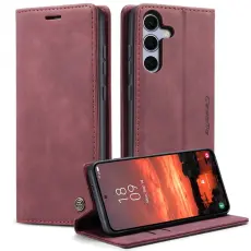Caseme - CASEME 013 Pl&aring;nboksfodral till Samsung Galaxy S25 - R&ouml;d Konstl&auml;der