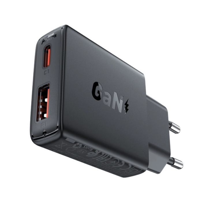 Acefast - Acefast Väggladdare USB-C/USB-A 30W GaN - Svart