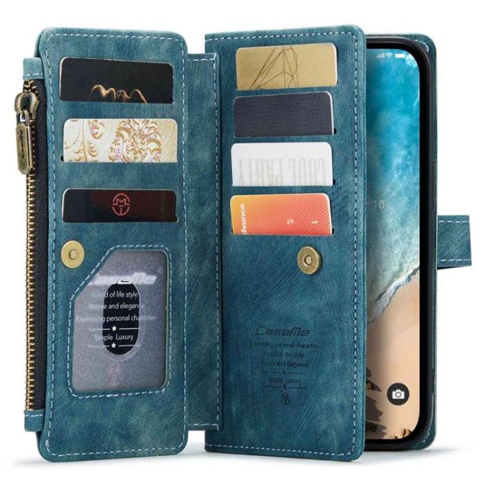 UTGATT - CASEME iPhone 14 Pro Plånboksfodral C30 Zipper - Blå