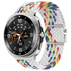 A-One Brand - Galaxy Watch 8/ 8 Classic (40/44/46mm) Armband Nylon - Vit Rainbow