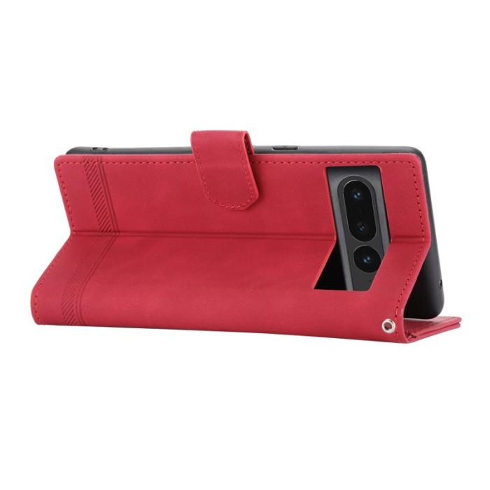 DIERFENG - DIERFENG DF-03 Plånboksfodral för Google Pixel 7 Pro - Konstläder - Röd