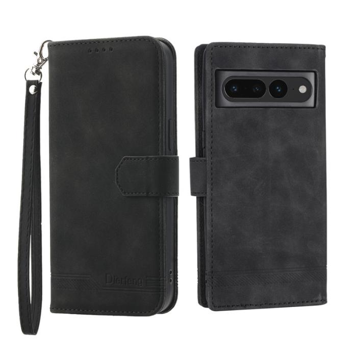 DIERFENG - DIERFENG DF-03 Plånboksfodral för Google Pixel 7 Pro - Konstläder - Svart