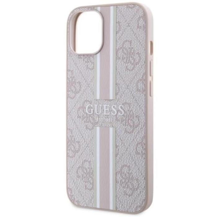 Guess - Guess iPhone 14 Mobilskal MagSafe Printed Stripes - Rosa