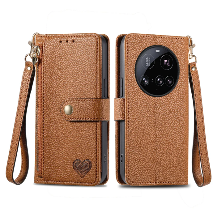 A-One Brand - Xiaomi 15 Ultra Plånboksfodral RFID Blocking Zipper - Brun