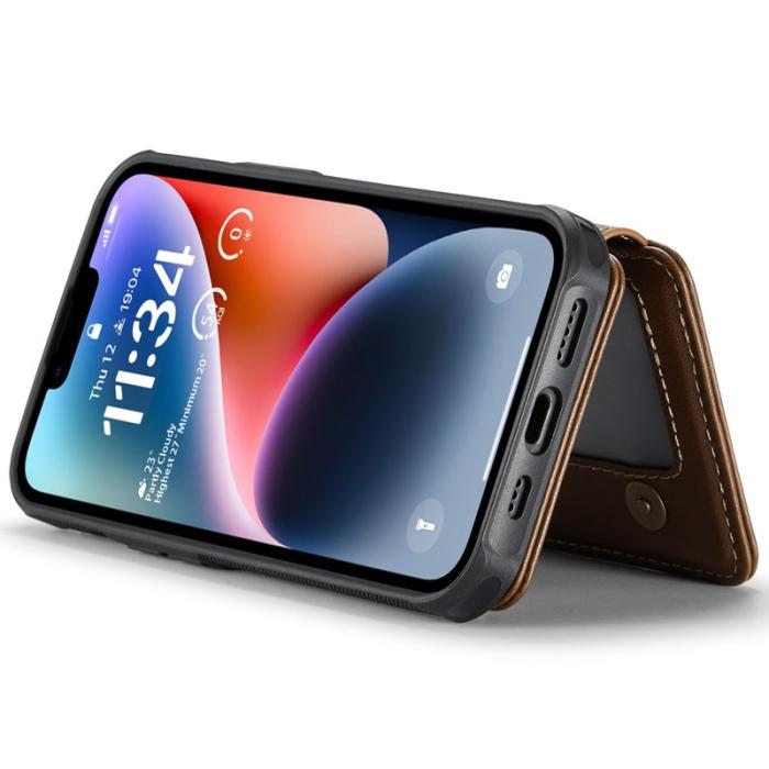 JEEHOOD - JEEHOOD J05 Mobilskal till iPhone 14 Läder Mobilmed Kortficka - Brun