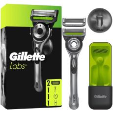 Gillette - Gillette Rakhyvel Labs + 2st rakblad, magnetiskt ställ & resefodral