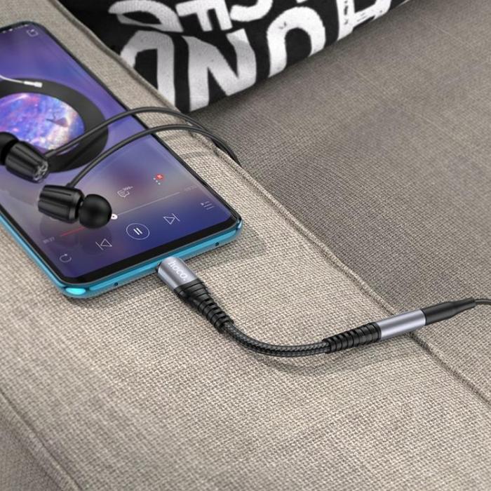 Hoco - HOCO AUX 3.5mm till USB-C Adapter LS33 - Grå