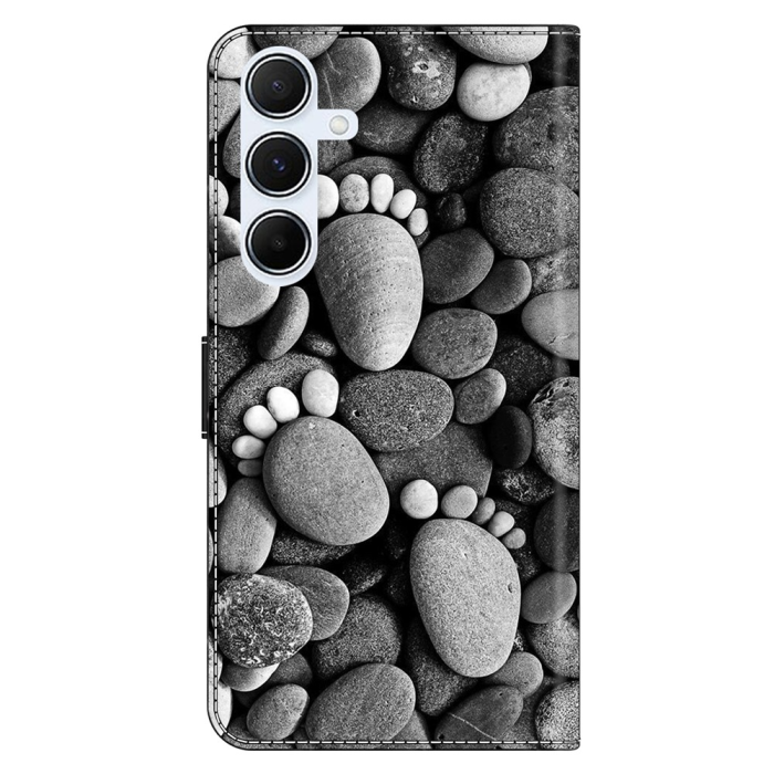 A-One Brand - Galaxy A17 5G Plånboksfodral Pattern Printing - Stone Footprints
